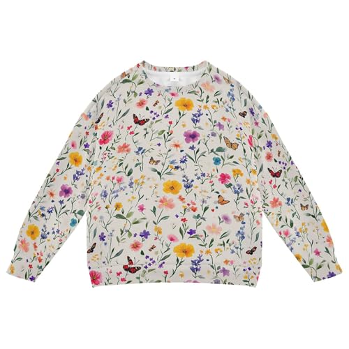 JUNZAN Summer Flowers Rose Butterflies Little Boys Pullover Hoodie Long Sleeve Outerwear for Kids Party 4T