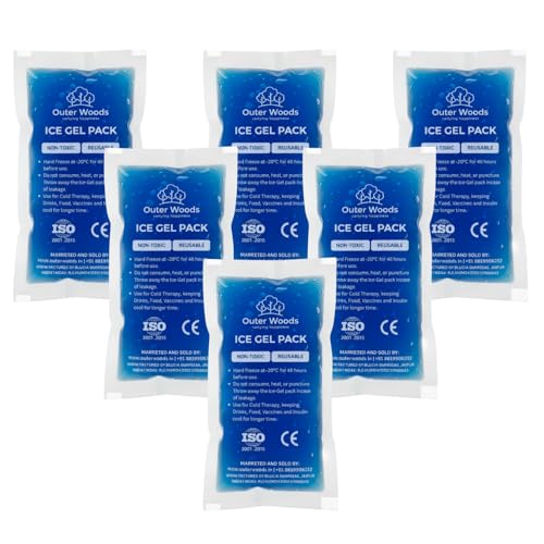 Image of Reusable Ice Gel Packs for Cooler Bags, Breast Milk & Pain Relief - Non-Toxic Leak-Proof Cold Gel Pads for Picnic, Travel, Vaccine, Insulin, Food & Drinks - Hard Freeze Long Lasting Blue