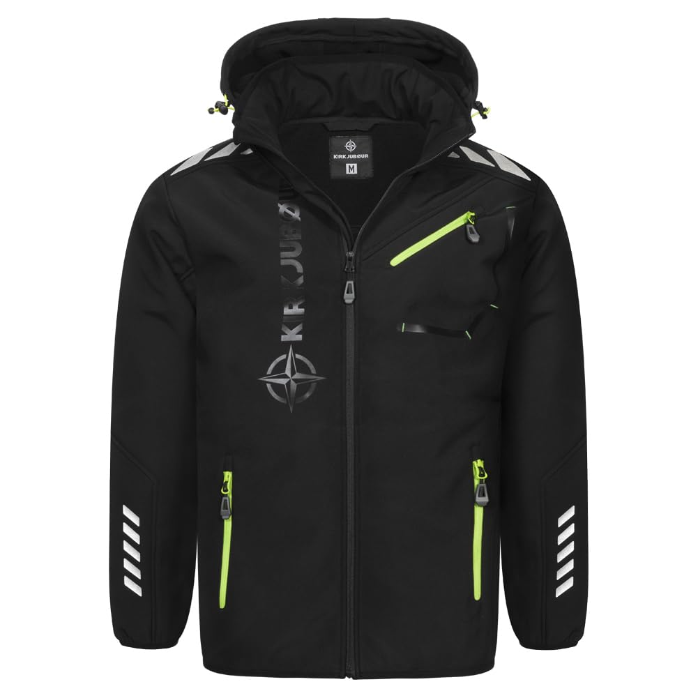 Kirkjubøur® Herren SOFTSHELLjacke 10.000 mm Wassersäule mit Kapuze und Fleecefutter, atmungsaktiv und wasserabweisend