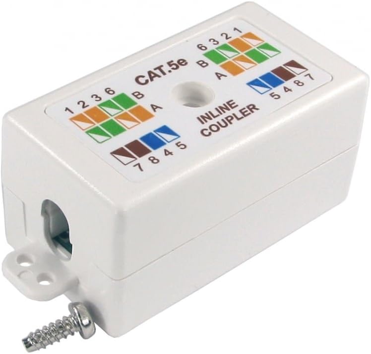 RJ45 Cat5e Inline Punchdown Krone Coupler Cable Network Ethernet Joiner WHITE