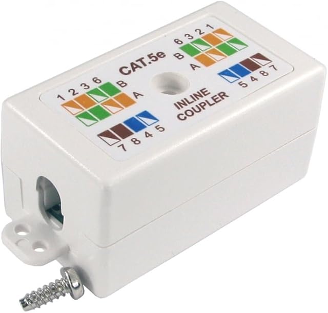 Bluecharge Direct RJ45 Cat5e Inline Punchdown Krone Coupler Cable Network Ethernet Joiner WHITE
