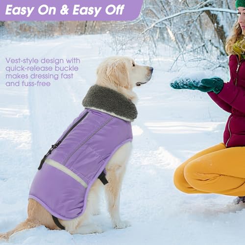 Image of QBLEEV Warm Dog Coat, Reflective Dog Jacket, Waterproof Dogs Winter Coat