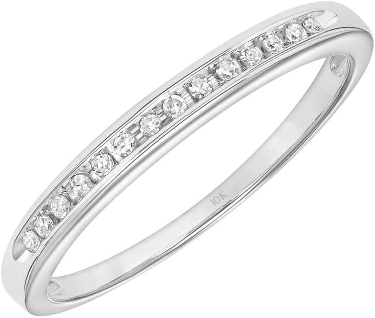 Brilliant Expressions 10K Yellow Gold 1/20 Cttw Conflict Free Diamond Channel-Set Wedding or Anniversary Band (I-J Color, I2-I3 Clarity)