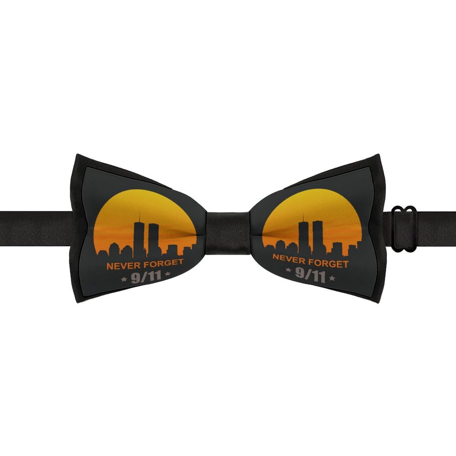 GoasNei 9/11 We Will Never Forget Bow Tie for Men Adjustable Necktie Funny Tie Neck Ties for Weddings Party