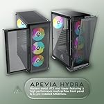 Apevia Hydra-BK Hydra Mid Tower Gaming PC Case w/ 6X 120mm ARGB Fans, 366 RGB Light Modes, High Performance Breathable Airflow Mesh Front Panel, Tempered Glass Side Panel, 1X USB3.0, 2X USB2.0, Black - Image 2