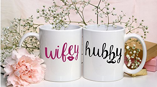 Wifey And Hubby - 11Oz Ceramic Coffee Mug Couples Sets - Funny Couple Gifts For Him And Her - Mr & Mrs Gift Set - Husband And Wife Engagement Present - Holiday Gifts For Mom And Dad - By Cbt Mugs #TOP2