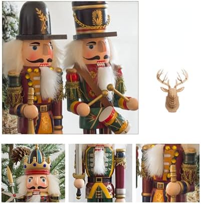 Miniatura 7 de CYee Cascanueces de madera de Navidad de 12 pulgadas, figura tradicional de Navidad de rey y soldado, adorno para estantes y mesas, decoración de