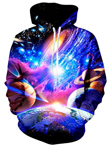 UNIFACO Men's Graphic Hoodies 3d Print Pullover Sweatshirts Space Galaxy...