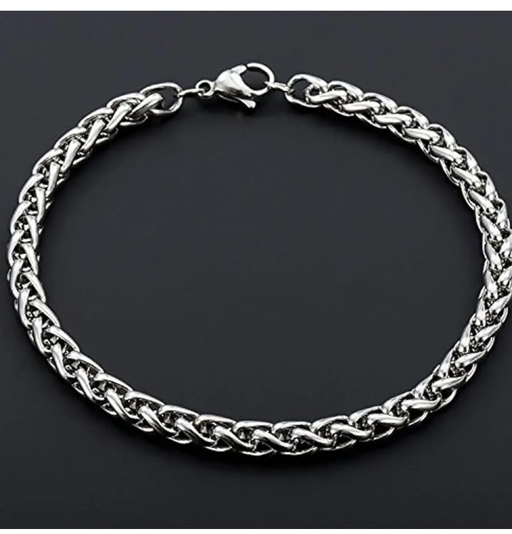 t trendy mart Stylish Silver Bracelet for Men, Stainless Steel Chain Bracelet, Wristwear Jewellery for Men and Boys-picture-22