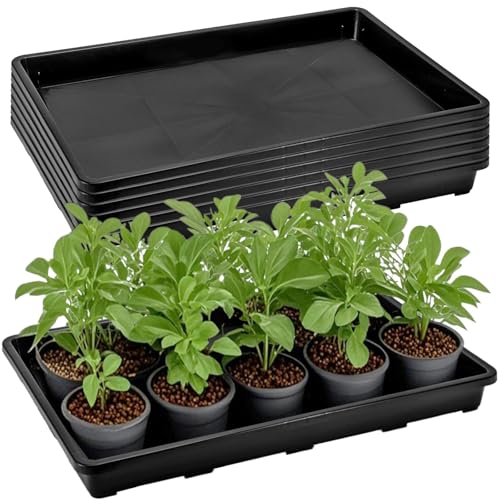 ZAVOOS 6 Pack Nursery Potting Trays, Plastic Seedling Starter Tray with No Drain Holes, Easy Watering Flat Garden Plant Growing Tray for Indoor Greenhouse Germination, 17.3\'\' x 11.6\'\' x 1.3\'\'