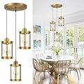 Osimir 3-Light Pendant Lighting, Brushed Gold Dining Room Chandelier Light Fixture Over Table with Clear Glass, Modern Cluster Hanging Lights for Kitchen Island Sink, OS-3014-3BG