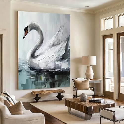 Cuadro de cisnes textura blanca para transformar paredes vacias sin esfuerzo 3
