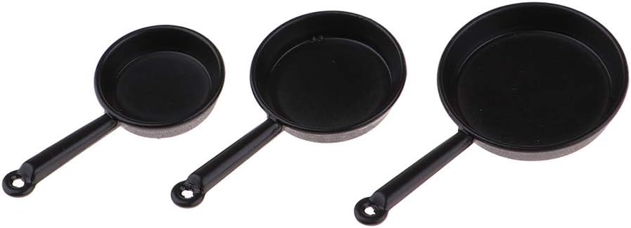 Amazon 3色選択 1 12ドールハウス家具 キッチン 鍋とフライパン 調理器具模型 おもちゃ ブラック 家具 おもちゃ