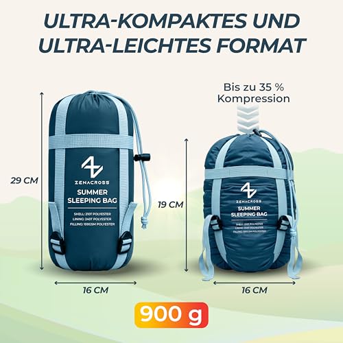 Schlafsack Erwachsene Kinder Sommerschlafsack 100GSM 900g Navy Blau – Ansicht 3