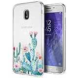 Galaxy J3 Case, Galaxy J3 Star,Galaxy J3 Orbit, Galaxy J3 Achieve Case, Sidande Shockproof Clear Floral Soft Flexible TPU Slim Phone Case Cover for Samsung Galaxy J3 2018 (Cactus)