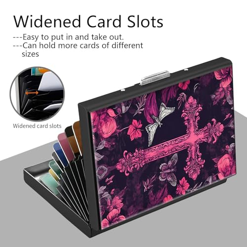 Credit Card Holder, God Jesus Christian Cross Design Mini RFID Blocking Aluminum Wallet Slim Metal Hard Case Shell Travel Wallet ID Case Small Credit Cards Case Business Cards for Women Men4
