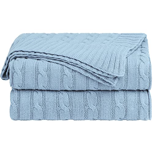uxcell 100% Cotton Knitted Throw Blanket for Sofa...