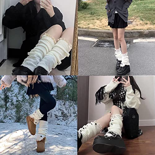 Image of Leg Warmers Harajuku with Lace Button Knit Harajuku Japanese Style Kawaii Lolita Gothic Flared and Loose Fit