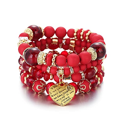 RIXERKOC Bohemian Stretch Bead Armbänder für Frauen und Mädchen Charm Armbänder Lucky Protection Jewelry mit Perlen Stackable Armbänder Cover