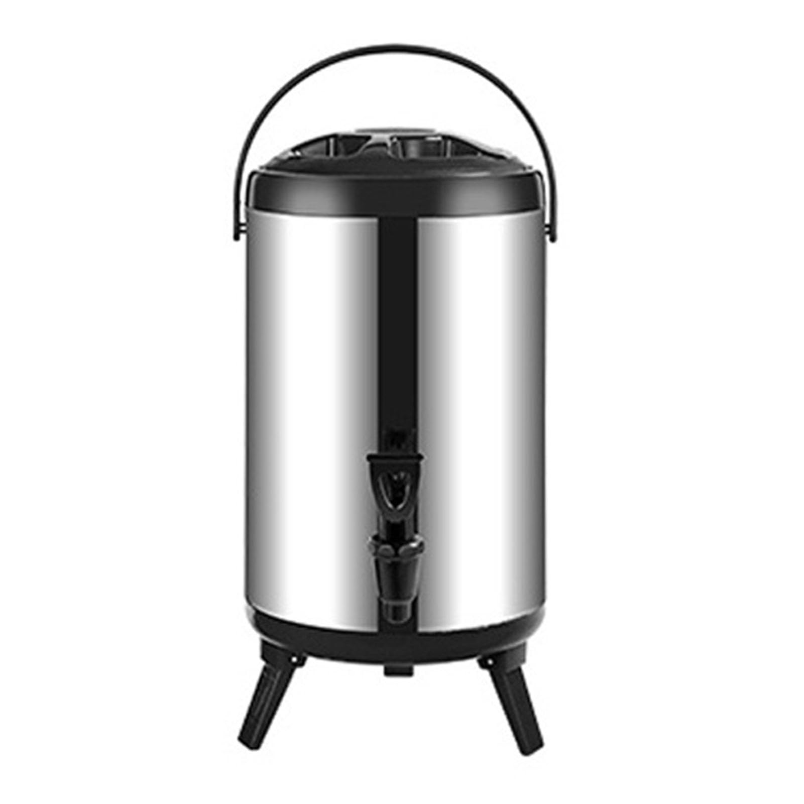 Dispenser termico per bevande calde e fredde, feste all'aperto e uso quotidiano, distributore termico isolato in acciaio inox, per tè caldo e caffè, latte, succhi,Nero,12L