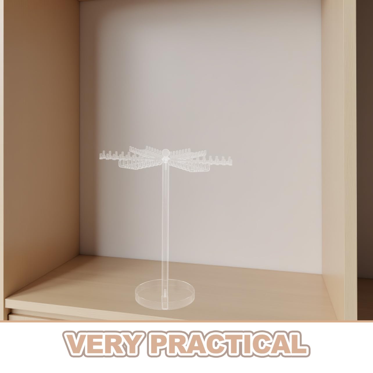 Hohopeti Drehbarer Schmuckständer aus Transparentem Acryl 29,5X26,9X13cm Halsketten und Armbandhalter mit 360°-Display für Damen Schmuckorganizer für Schreibtisch und Kommode