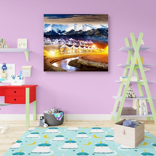 Image of Pitaara Box Christmas Night | Canvas Painting for Bedroom & Living Room | Engineered Wood Frame | 27 x 24 inch (69 x 61 cms)