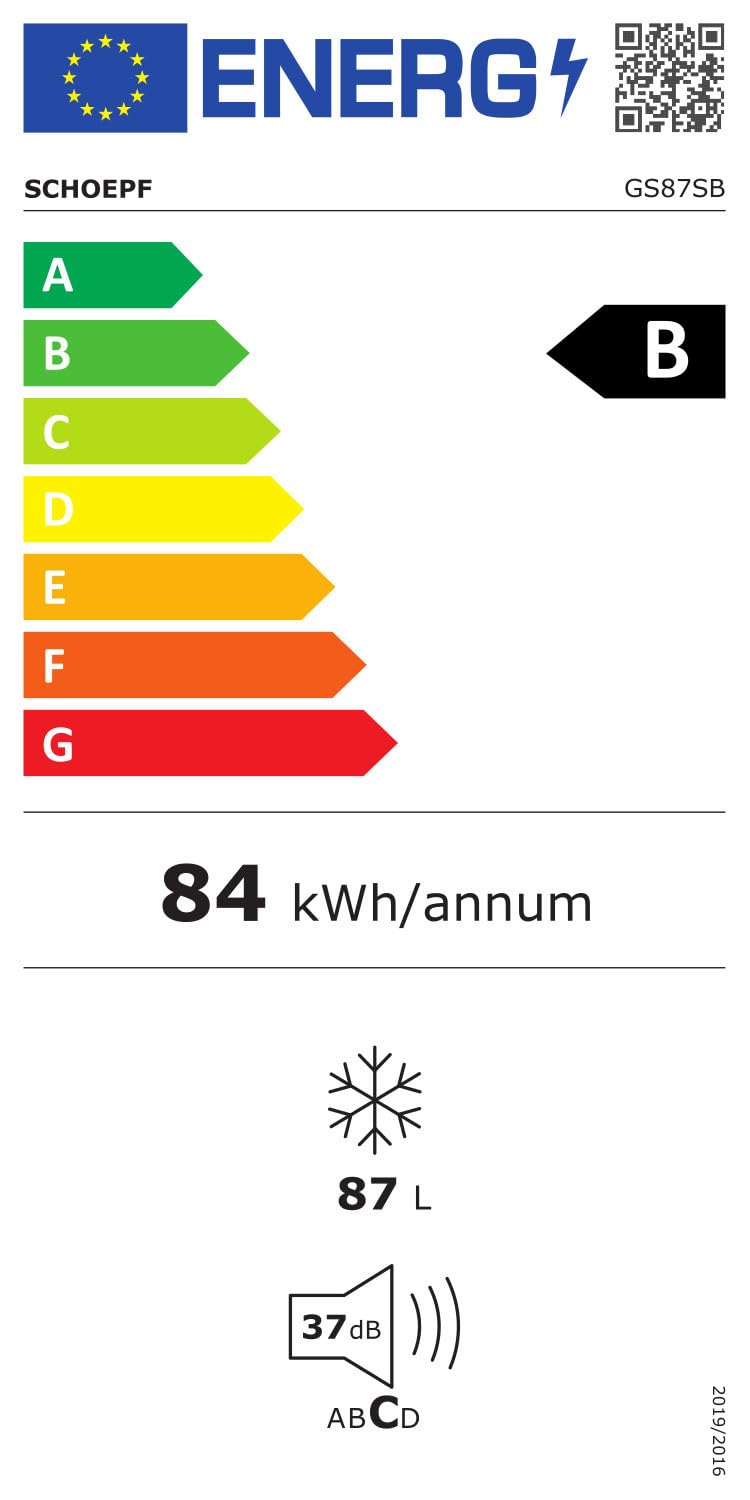 SCHOEPF GS87SB Gefrierschrank 85 cm 87 L Energieeffizienzklasse B 37 dB 4-Sterne-Gefrierfach Weiß