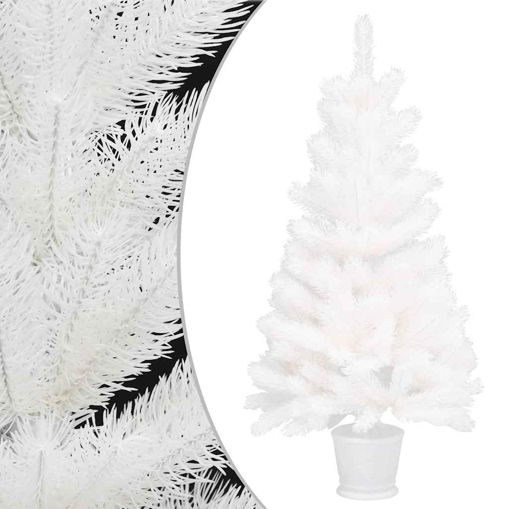 Narzędzia domowe - sztuczna choinka z diodami LED i kulkami zestaw biały 90 cm