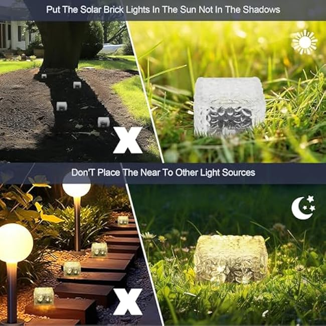 Solar Brick Lights-Outdoor Solar Lights for Yard-Solar Brick Landscape Path Light 6 Pack LED Light Brick Garden Decor for Pathway Patio Walkway Backyard Decoration