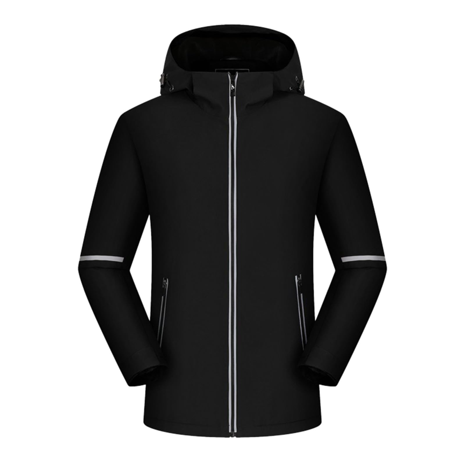 Mens Rain Jacket Winter Solid Contrast Patchwork Thickened Windproof and Rainproof Hooded Coat Breathable Outdoor