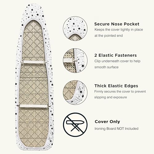 Image of Ironing Board Cover and Pad 15 inchx54 inch Extra Thick Natural Cotton, Scorch and Stain Resistant Padding, Standard Size Iron Board Cover with Fasteners Heavy Duty Elastic Edge, Heatproof Nightfall