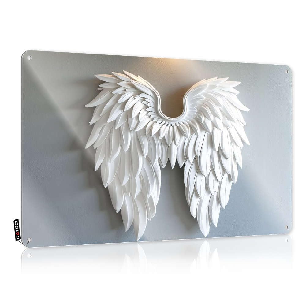 Fzfn Men's Colour White Angel Wings On A Gray Wall Designer Inappropriate - Summer Cool Wall Decor Wall Art Decoration(30X40cm)