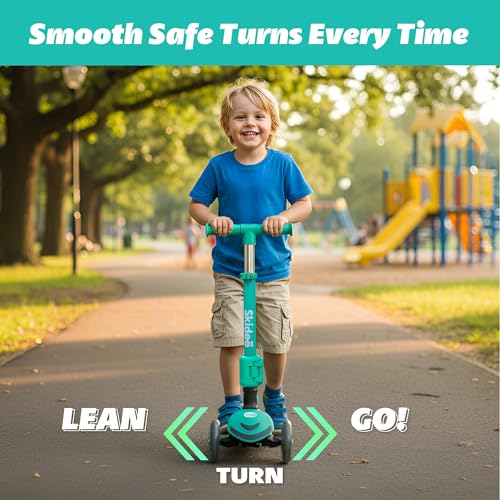 Image of SKIDEE Kick Scooter for Kids Ages 3-5 | Foldable 3 Wheel Scooter with Lean-to-Steer, Adjustable Height, Removable Seat & LED Light Wheels | Toddler Scooter Up to 12 Year Old Boys /Girls