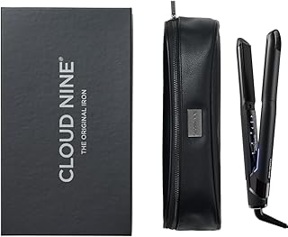 CLOUD NINE The Original Iron Black Hair Straightener Giftset | Variable Temperature Control Quick Heat Touch Technology Ceramic Floating Plates Spring Flex Styling | Perfect Smooth Sleek Results