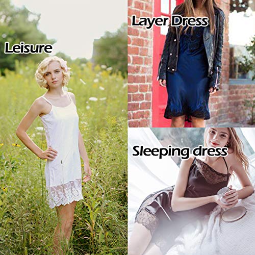 Zylioo Women's Mulberry Silk V-Neck Full Slips Dresses With Split Hem Slim Fit Tank Top Under Dress Nightwear Nude Xl #TOP4