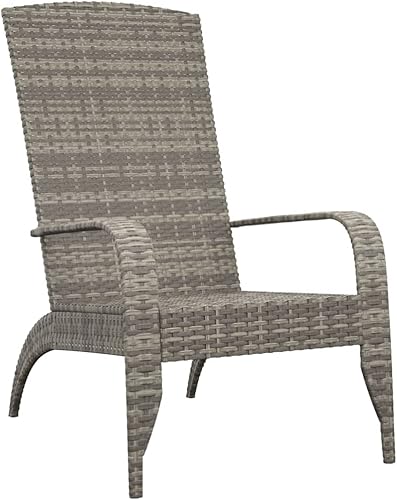 Miniatura 3 de Grey Adirondack Folding Chair 29.9x23.2x37, Steel Frame, Poly Rattan Seat, Patio Garden Deck Balcony