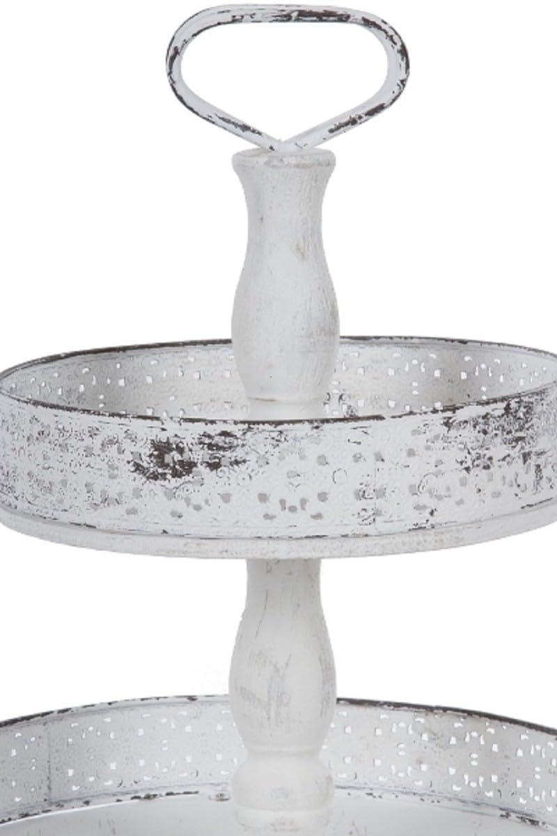 Casa Padrino Etagere Stile Country 3 stadi Shabby Chic Bianco Antico Ø 40 x H. 66 cm - Accessori Gastronomia