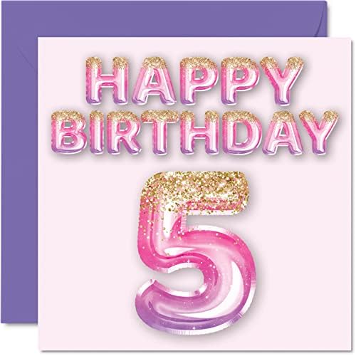 21st Birthday Card for Women - Pink & Purple Glitter Balloons - Happy Birthday Cards for 21 Year Old Woman Daughter Sister Auntie Cousin, 145mm x 145mm Twenty-One Twenty-First Bday Greeting Cards Gift