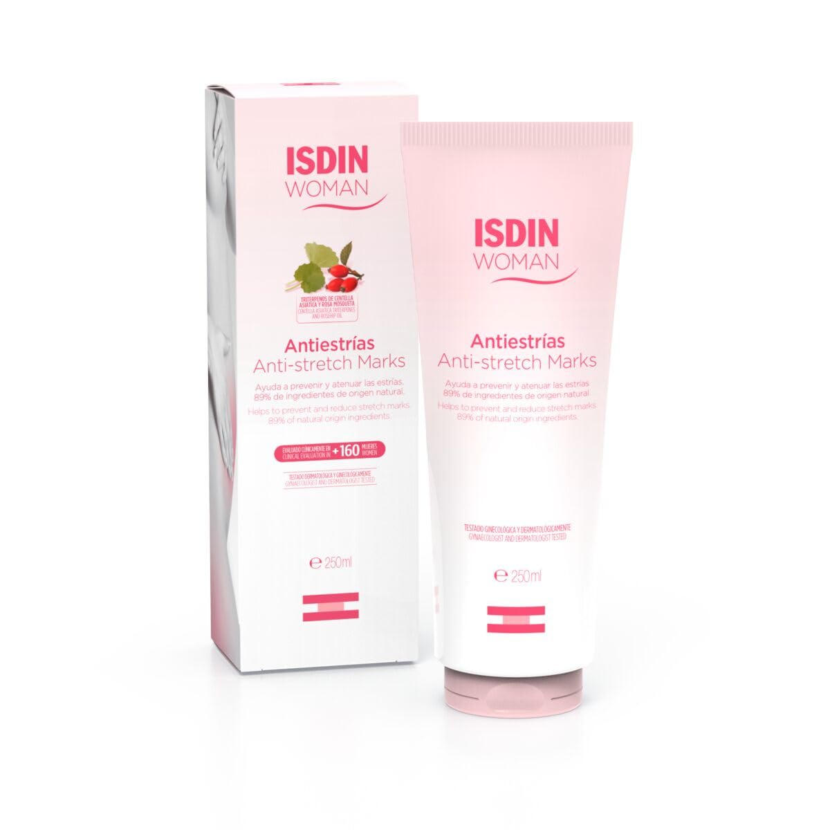 ISDIN Woman Anti-Stretch Marks Cream to Prevent and Attenuate Stretch Marks (Pregnant, Athletes, Diets, Teens) – 250 ml
