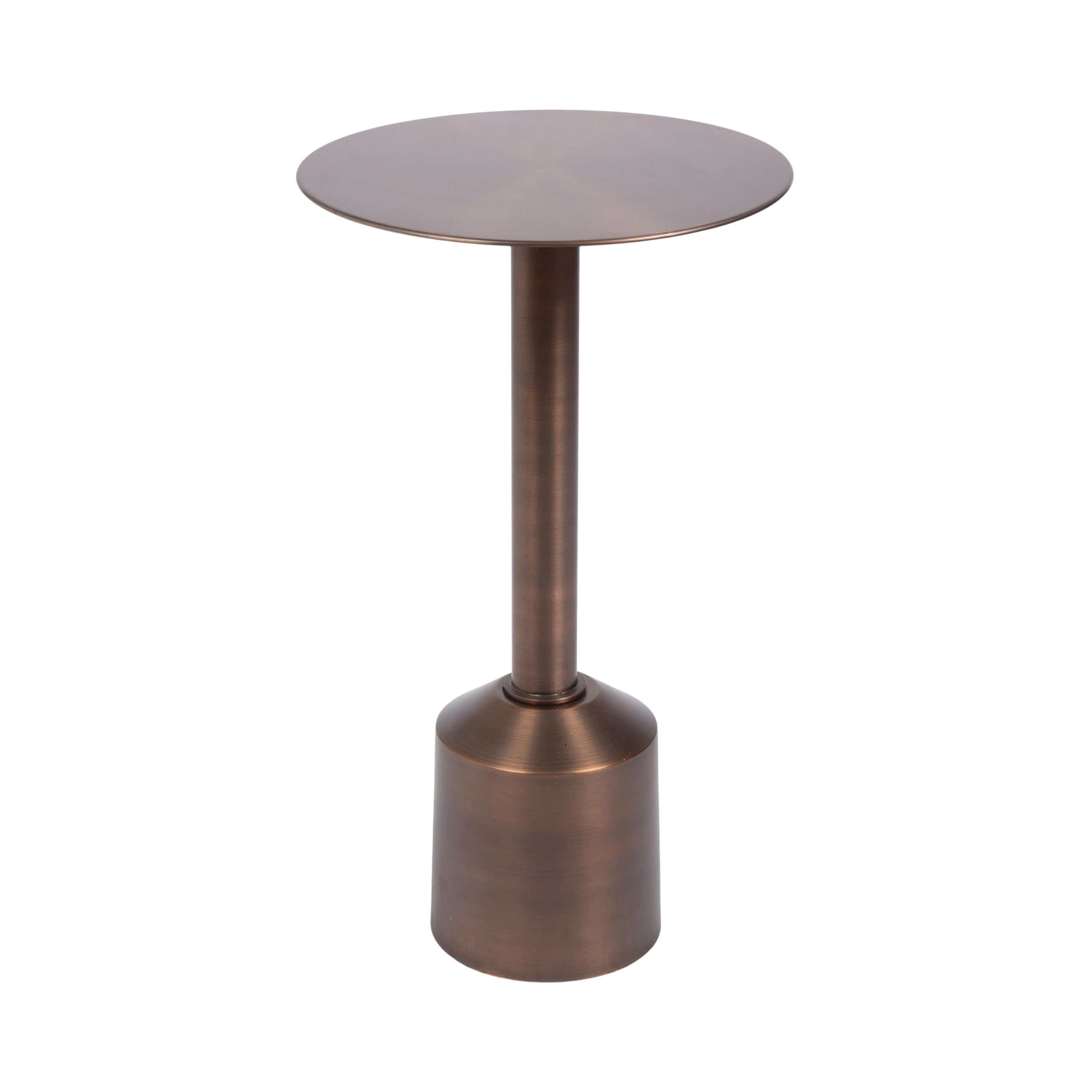 Kate and Laurel Cannings Modern Metal Round Side Table, 14 x 14 x 24, Antique Bronze, Transitional Sculptural Indoor Plant Stand with Pedestal Base for Living Room End Table or Bedroom Nightstand