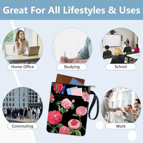 CRASPIRE Book Sleeve Flower Book Protector Book Covers for Paperbacks Washable Fabric Cloth Book Cover with Zipper and Extra Sleeve Pocket for Book Lovers Classmate Friend Gifts - Image 4