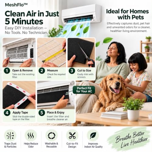 Image of 40 PPI AC Filter Foam Sheet 66x51x0.5cm | Washable, Reusable Cut-to-Fit Air Filter for Split & Window AC | DIY Pre Filter | Fits LG, Voltas, Samsung & More