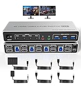 Amazon.com: USB 3.0 KVM Switch - 4 Computers, 2 HDMI Monitors, 4K