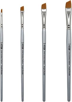 ZEM Brush Golden Taklon Angle Shaders Brush Set Sizes 1/8", 1/4, 3/8", 1/2"