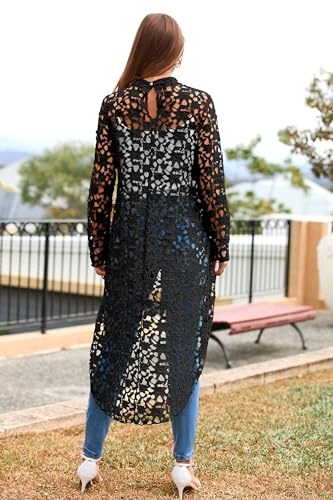 PRETTYGARDEN Vestido feminino de manga comprida, gola redonda, assimétrico, bainha irregular, blusa