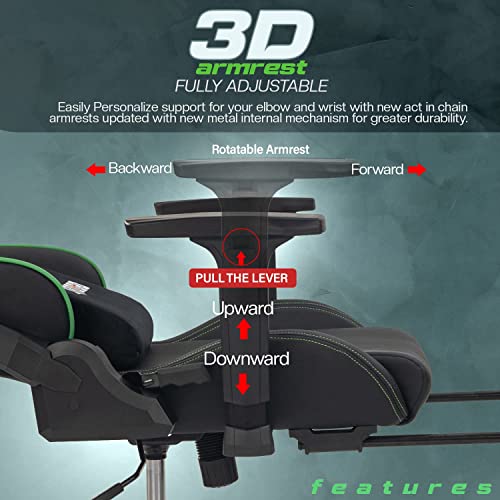 BAYBEE Drogo Multi-Purpose Ergonomic Gaming Chair 7 Way Adjustable Seat 3D Armrest, Head & Lumbar Support Pillow Home & Office Chair with Full... - Image 7