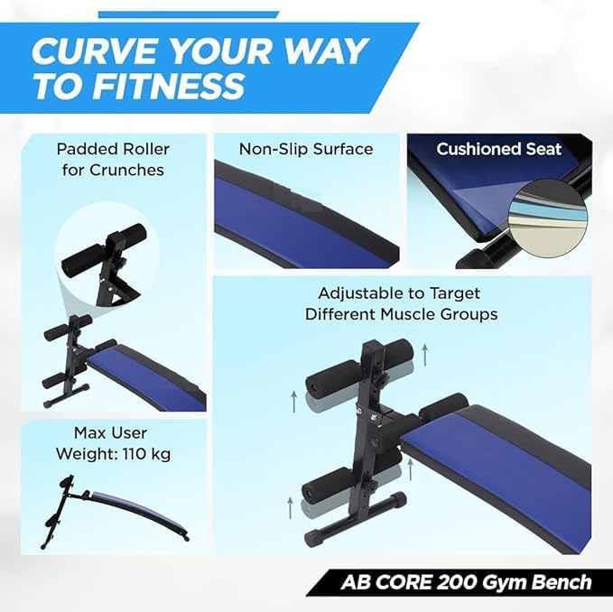 Abdominal Exercise Sit-Up Bench, Adjustable, for Home Gym, Strength Training