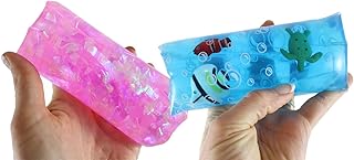 2 Different Jumbo Water Trick Snakes - Filled with Sparkle Streamers and Sea Creatures - Stress Toy - Slippery Tricky Wiggly Wiggler Tube - Squishy Wiggler Sensory Fidget Ball