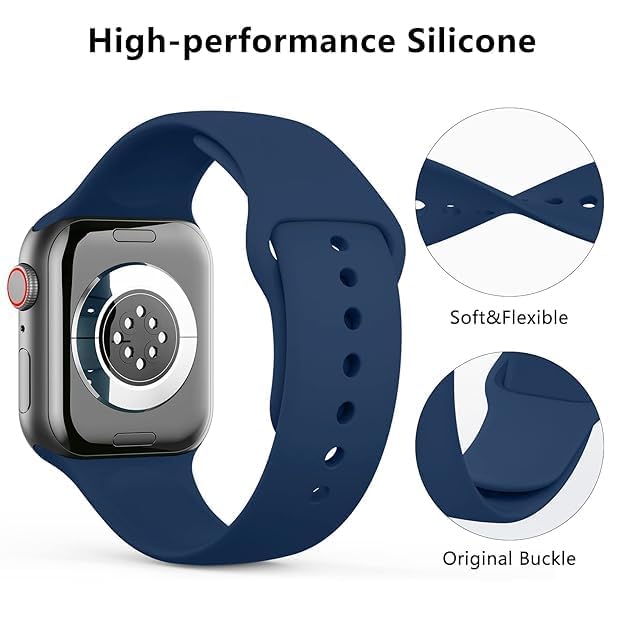 Image of TechMount Compatible with Apple Watch Straps 42mm 44mm 45mm 49mm Soft Silicone Luxury Sport Band Strap Compatible With Apple Watch Ultra Series 8 7 6 5 4 3 2 1 SE (NOT FIT WITH 38MM, 40MM,41MM)