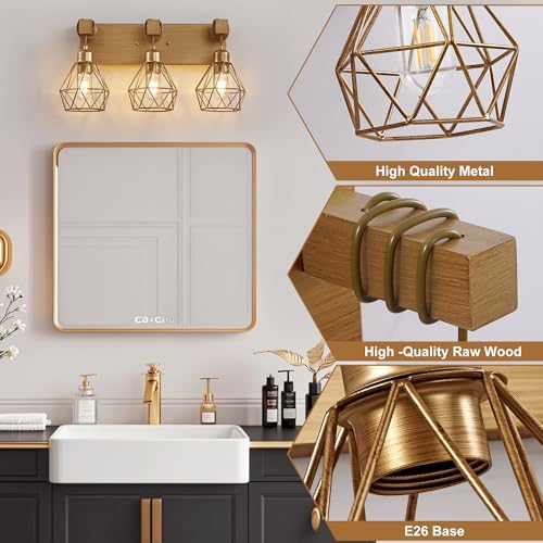 Gold Bathroom Vanity Light Fixtures, 3-Light Gold Bathroom Light Fixtures Over Mirror, Sconces Wall Lighting with Elegant Metal Lampshade for Living Room, Bedroom, Hallway by maesta - Used condition - Image 4